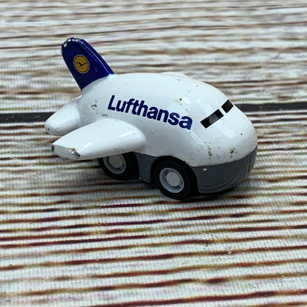 Lufthansa Pleg Friction Powered Toy Airplane Diecast‎ Metal White Blue